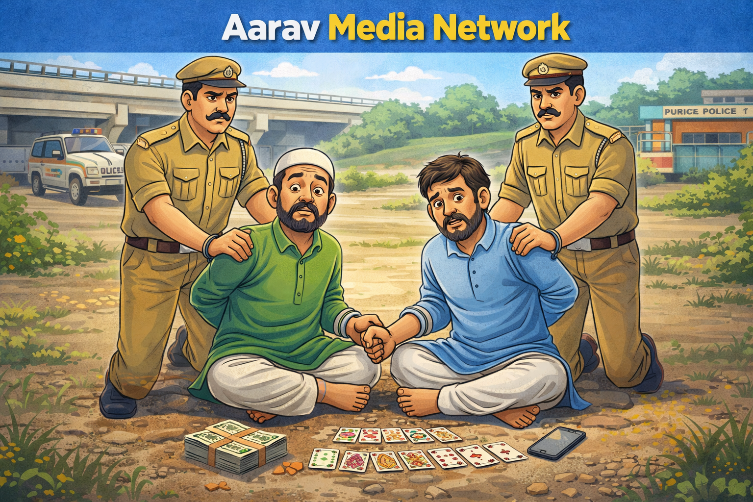 हाइवे के पास जुआ खेलते दो गिरफ्तार